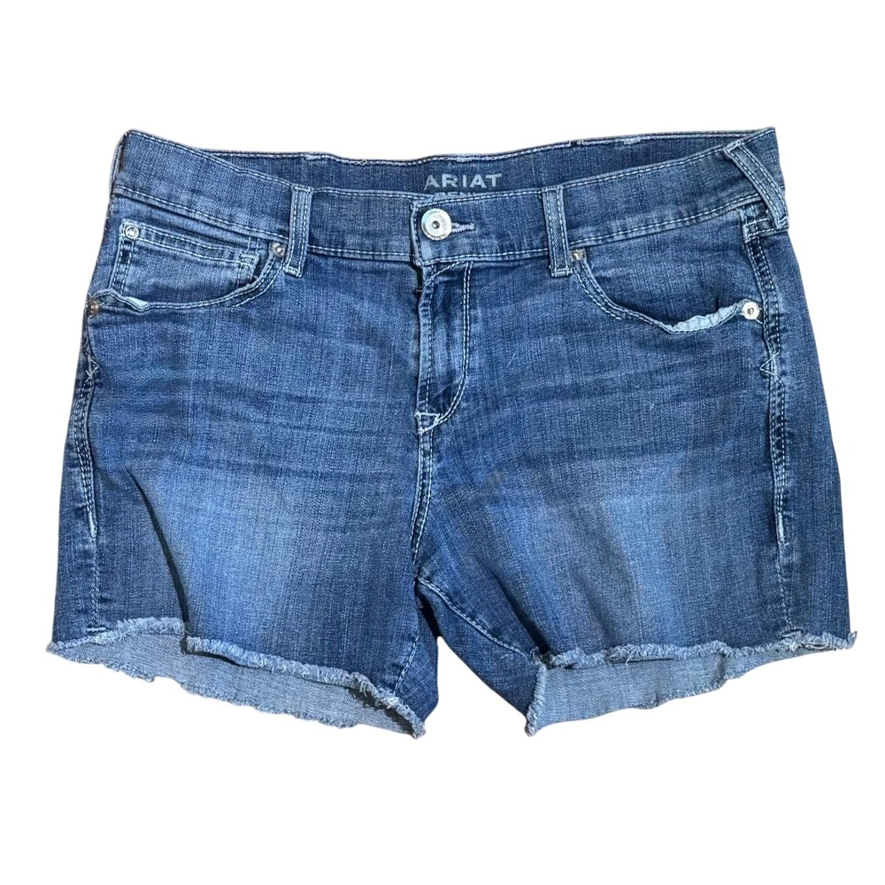 Ariat Denim Boyfriend Cut Off Jean Shorts Medium Wash Blue Womens 31 10032035